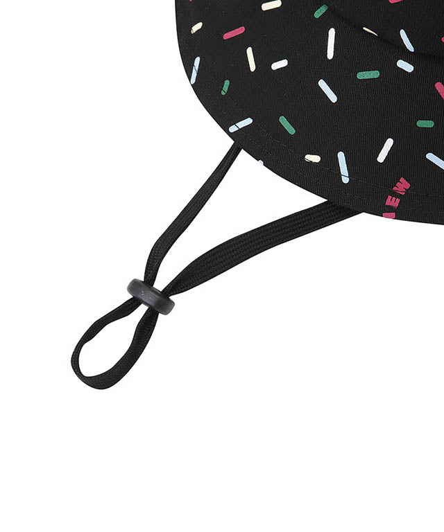 Sprinkle Donut Pattern Bucket Hat - Black