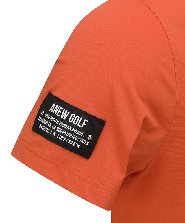 Men's Neck Jacquard Logo Short T-Shirt - Orange