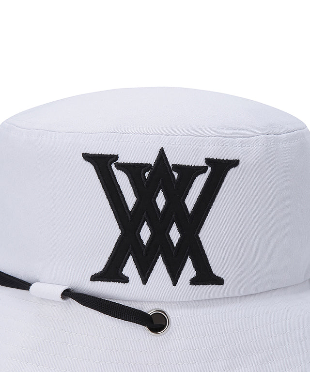 Unisex Big Logo Applique Bucket Hat -  White