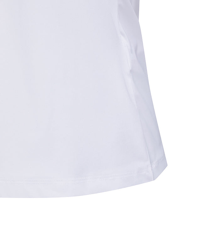 Women's High-Neck Mesh Back Short-Sleeved T-Shirt - White