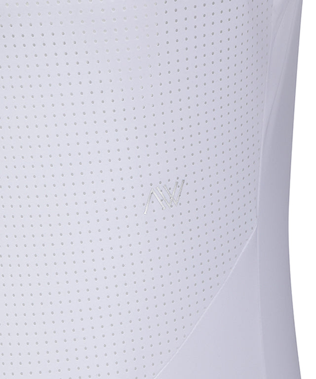 Women's High-Neck Mesh Back Short-Sleeved T-Shirt - White