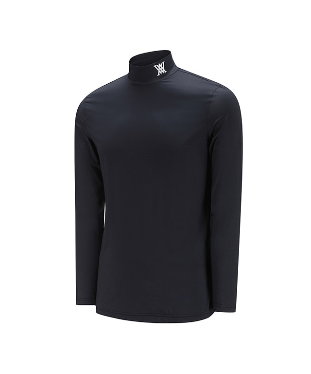Men's Cold Fabric High Neck T-Shirt - Black