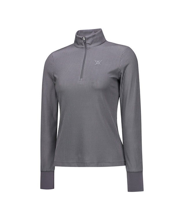 Women's Zipper Point Golgi Long T-shirt - Gray