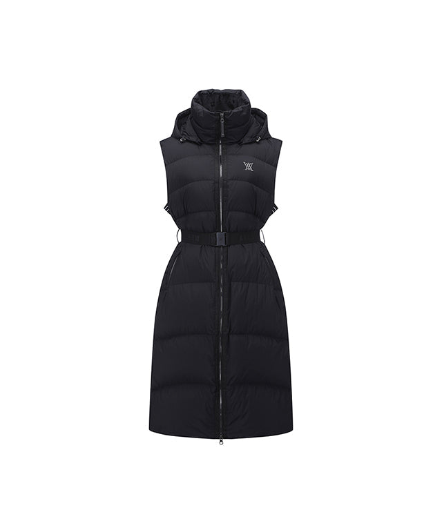Women's Long Length Down Vest - Black