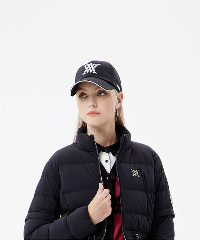 Women's Angle Embroidery Basic Ball Cap - Black