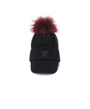 Women's Color Point Wool Knit Cap - Black