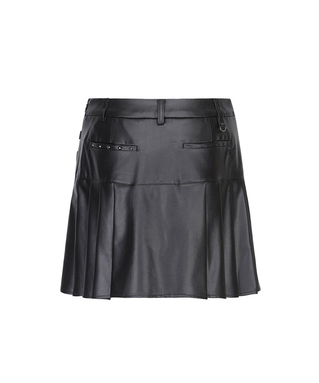 Women's Leather Half Pleats SQ - Black