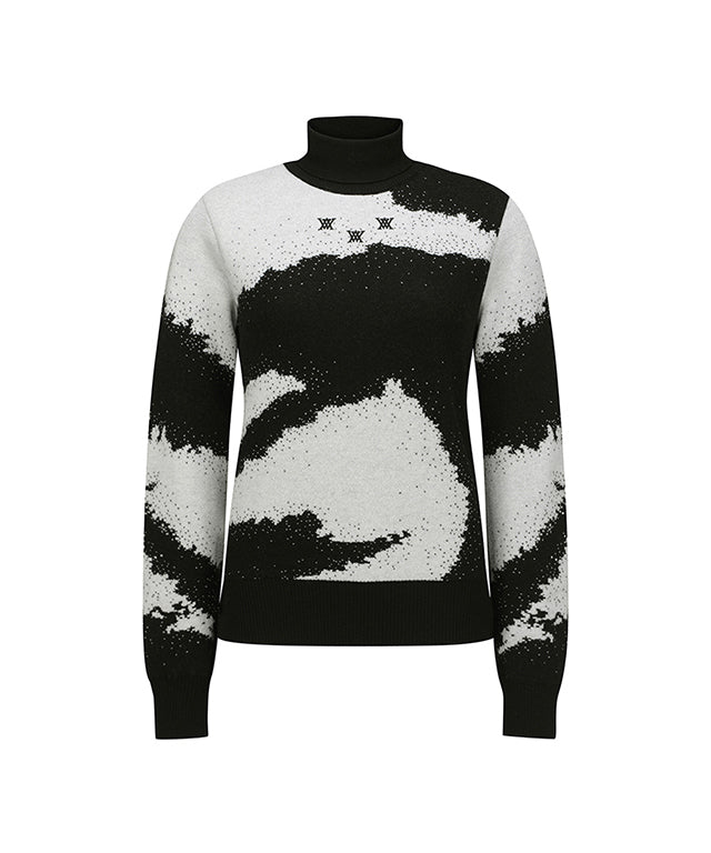 Women's Cashmere Blend High Neck Sweater - Black