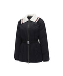 Women's Knit Detachable Medium Length Down JK - Black