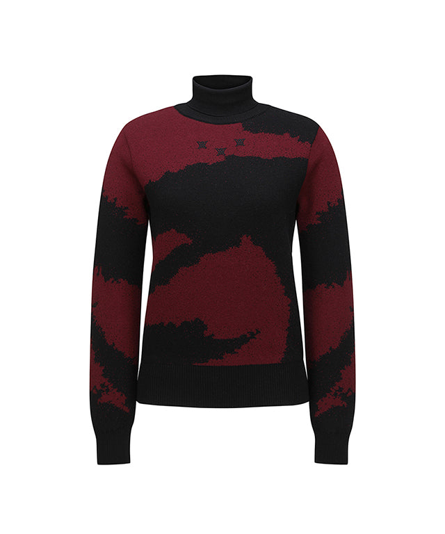 Women's Cashmere Blend High Neck Sweater - Wine