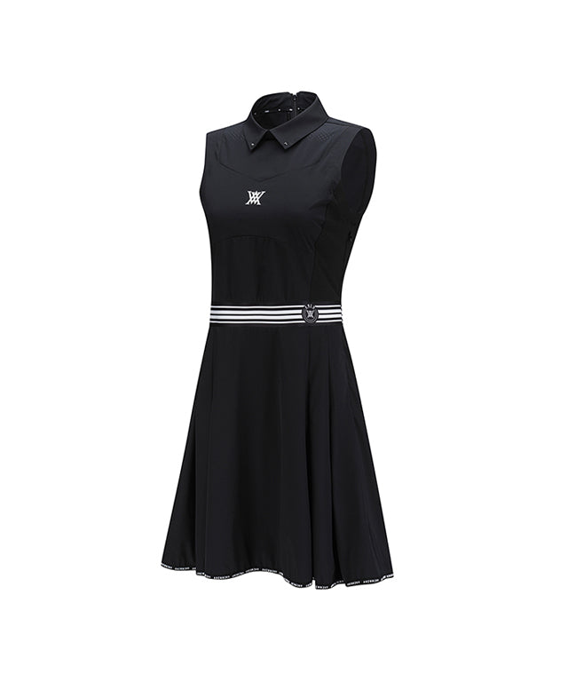 Women's Sleeveless Flare One Piece - Black