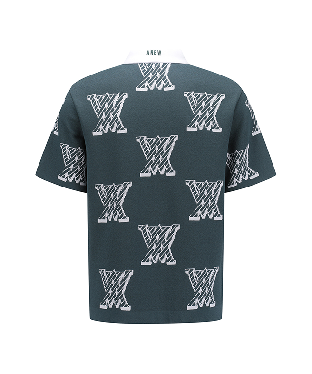 Men's Pixel Logo Point Short Sweater - Green