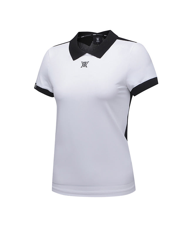 Women's Back Knit Block Short T-Shirt - White