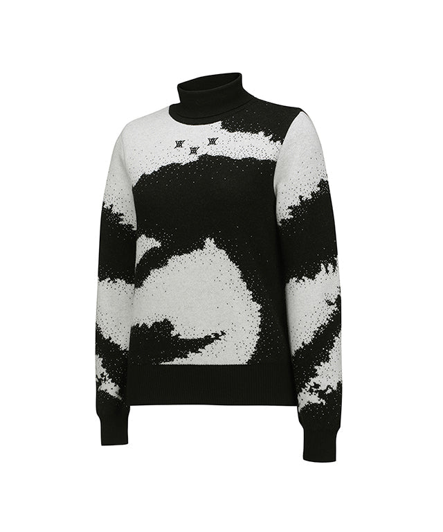 Women's Cashmere Blend High Neck Sweater - Black