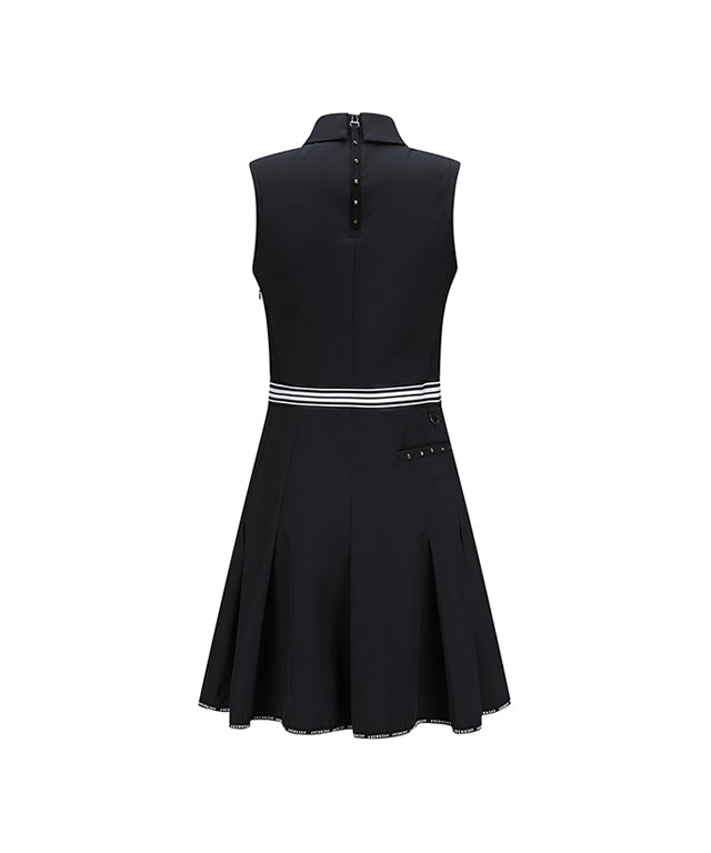 Women's Sleeveless Flare One Piece - Black