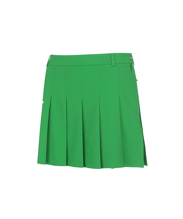 Women's Big Logo Pleats Middle Long Skirt - Green