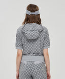 ANEW Golf Women's Terry Check Board Hoodie Short T-Shirt - Gray