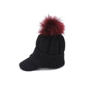 Women's Color Point Wool Knit Cap - Black