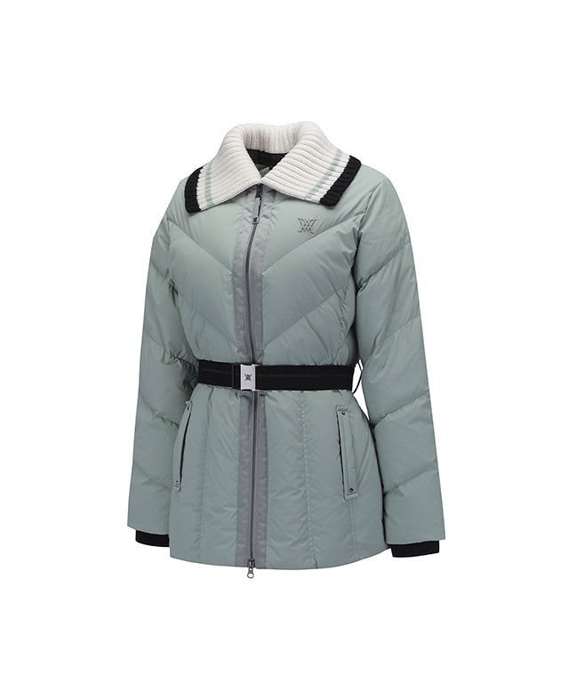 Women's Knit Detachable Medium Length Down JK - Mint