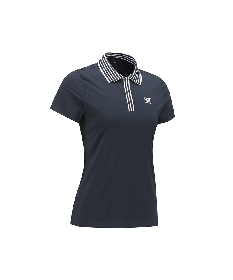 ANEW Golf Women's Knit Collar Short T-Shirt - D/Gray