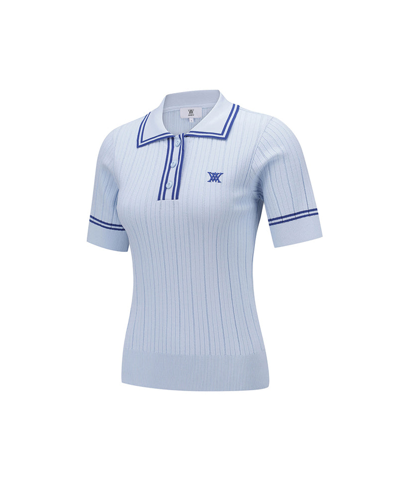 ANEW Golf Women's Collared Essential Short Sweater - Light Blue
