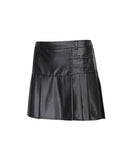 Women's Leather Half Pleats SQ - Black