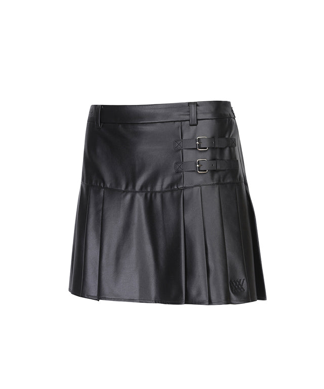 Women's Leather Half Pleats SQ - Black