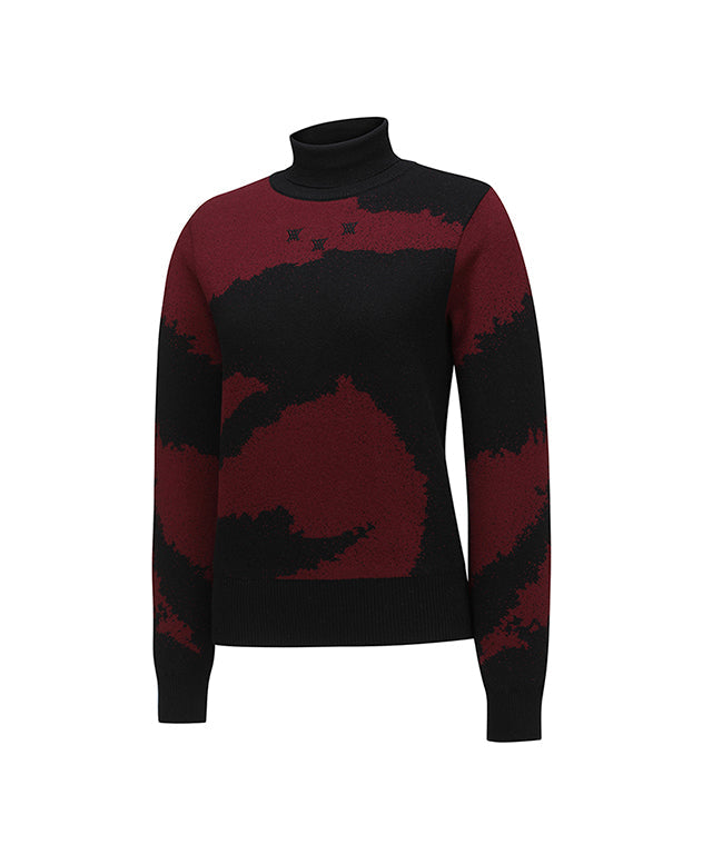 Women's Cashmere Blend High Neck Sweater - Wine