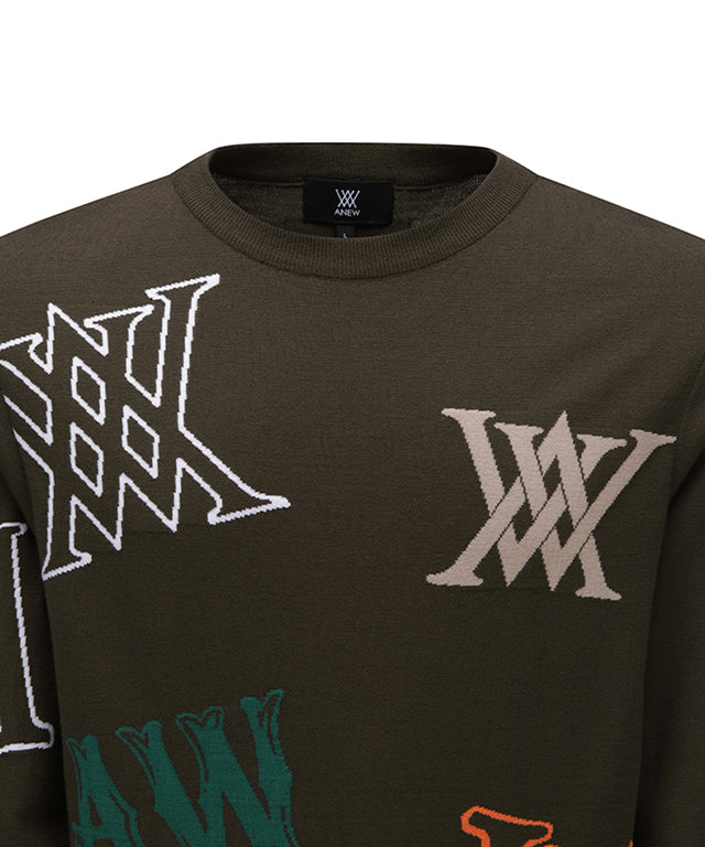 Men's Logo Intarsia Pullover - Brown