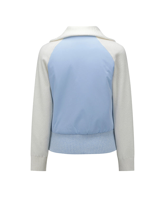 Women's Cashmere Blend Half Zip Sweater - Light Blue