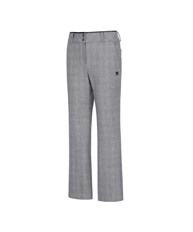Women's Check Boots Cut Long Pants - Gray