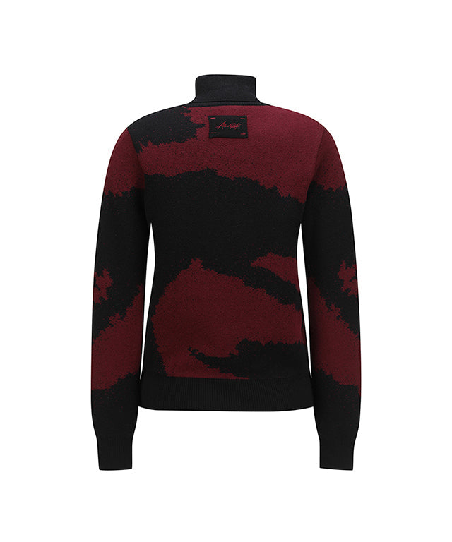 Women's Cashmere Blend High Neck Sweater - Wine
