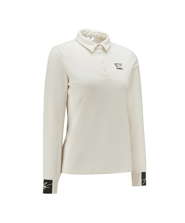 Women's Nap Collar Long T-shirt - Ivory