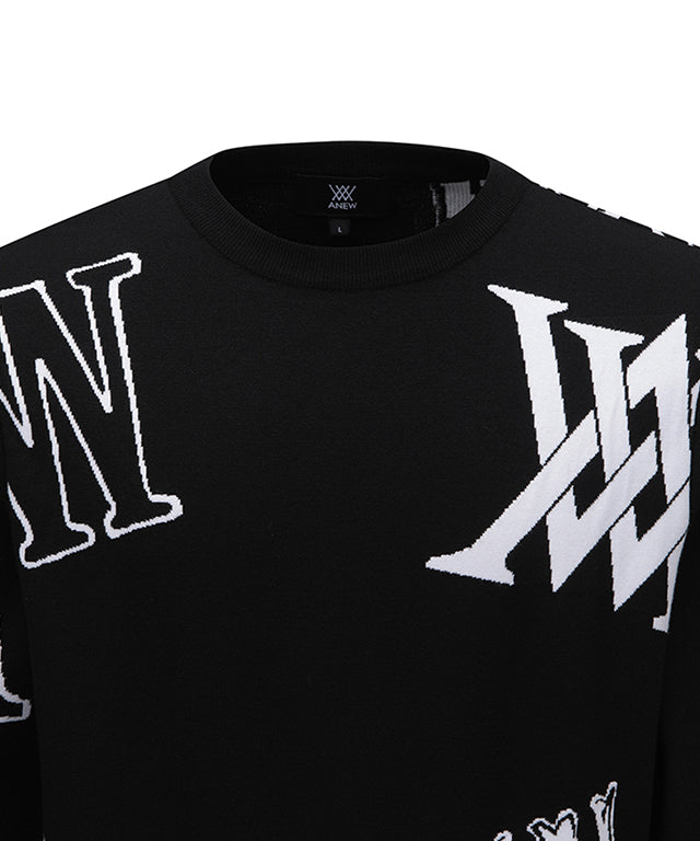 Men's Logo Intarsia Pullover - Black