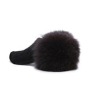 Women's Real Fur Snow Winter Visor - Black