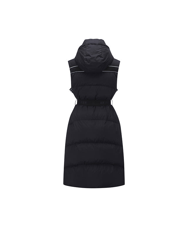 Women's Long Length Down Vest - Black