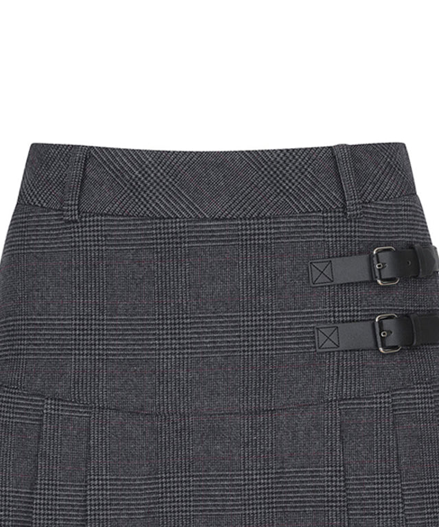 Women's Check Half Pleats SQ - Gray