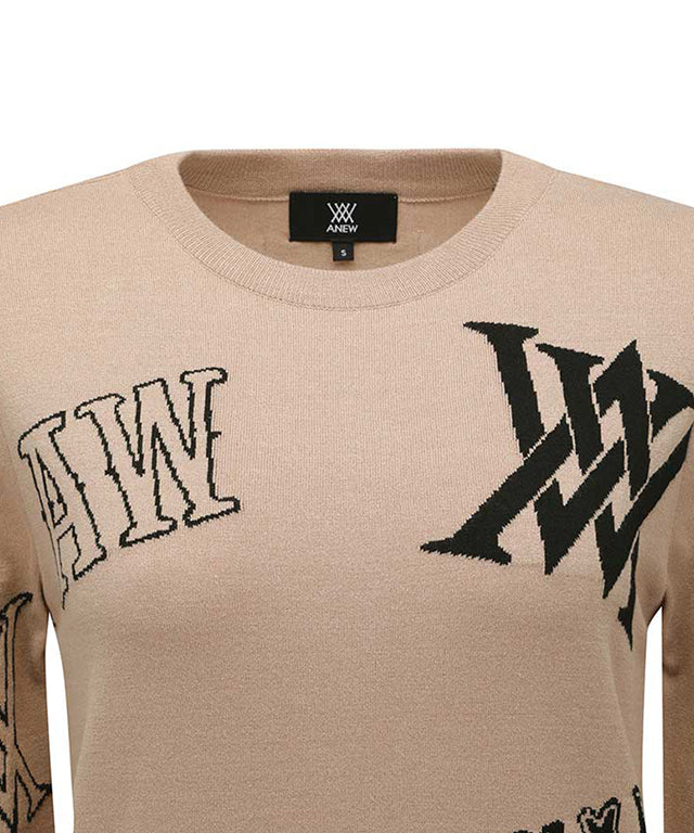 Women's Logo Intarsia Pullover - Beige