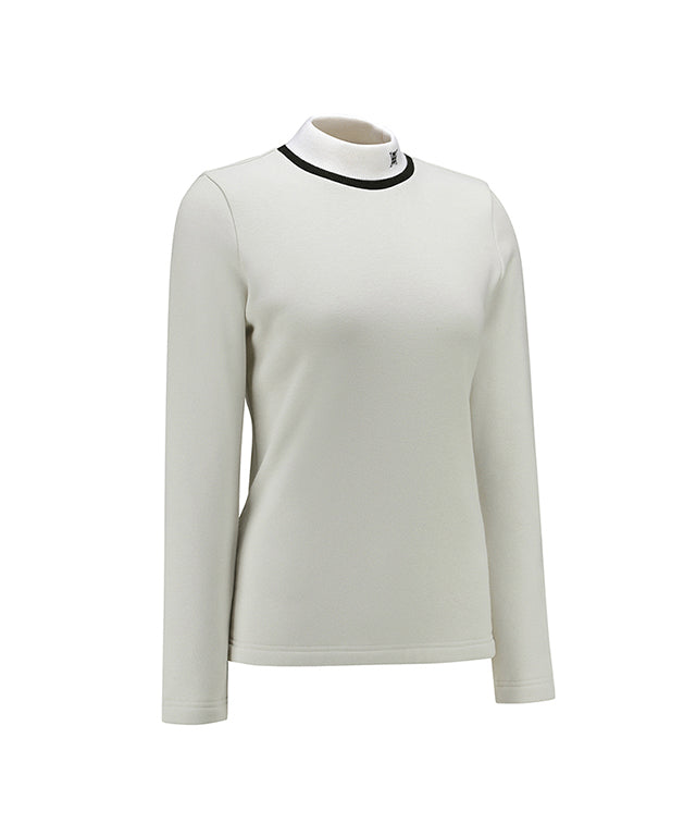 Women's Nap High Neck Long T-shirt - Ivory