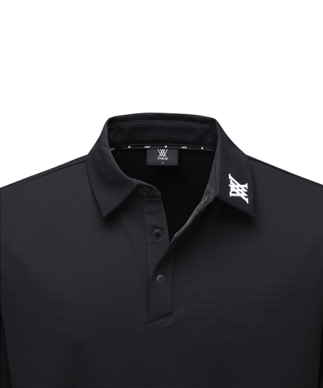 Men's Essential Collared Long T-Shirt - Black