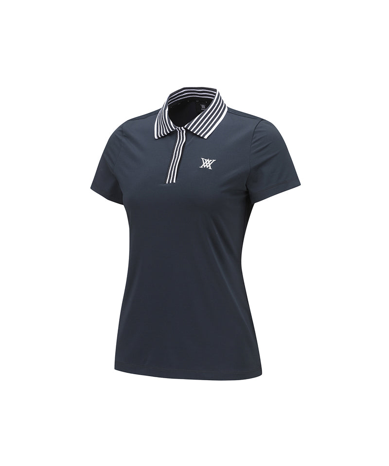 ANEW Golf Women's Knit Collar Short T-Shirt - D/Gray