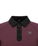 Women's Collar Color Blocked Long T-shirt - Wine
