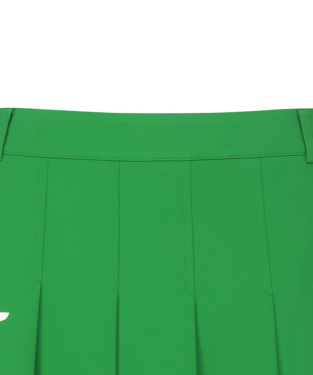 Women's Big Logo Pleats Middle Long Skirt - Green