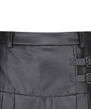 Women's Leather Half Pleats SQ - Black