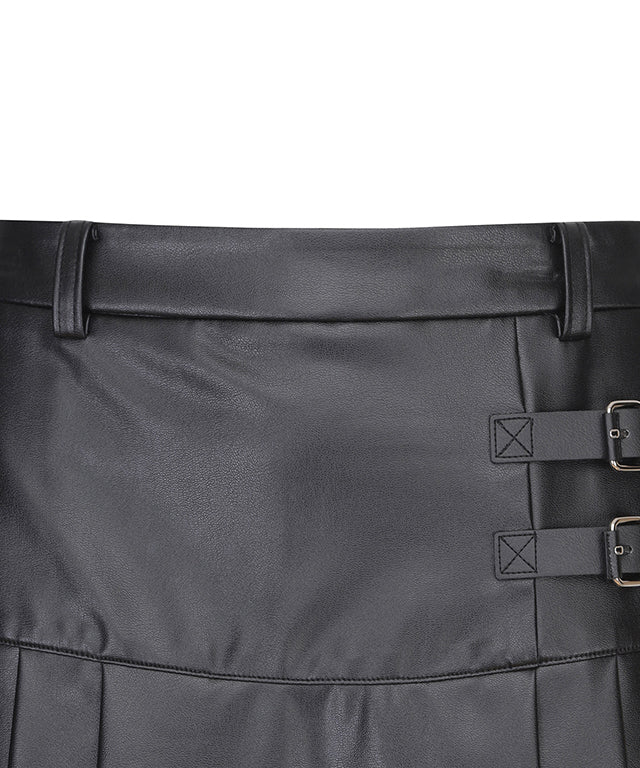 Women's Leather Half Pleats SQ - Black