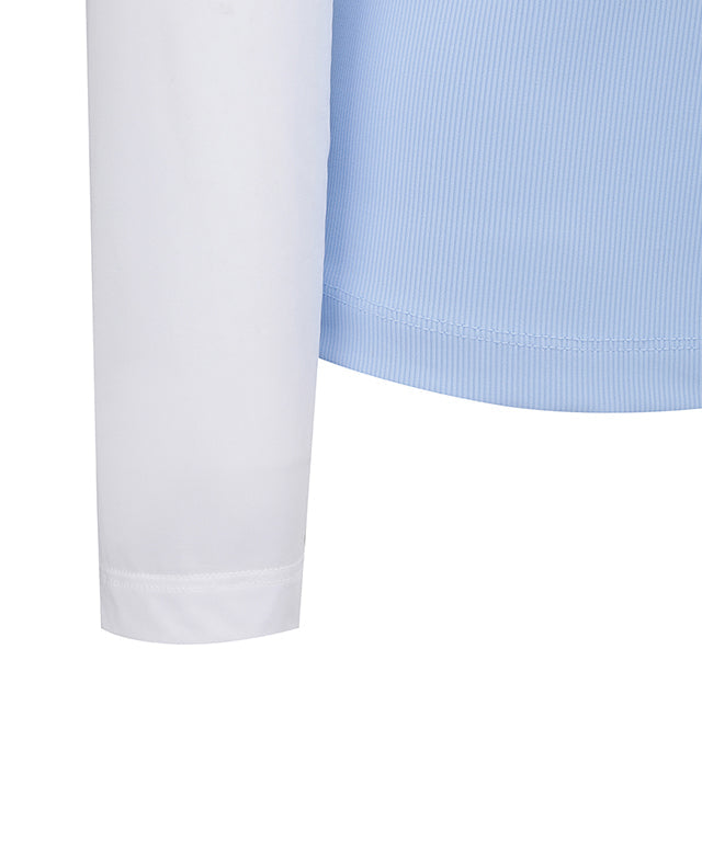 Women's Triangle Mesh Block Long T-Shirt - S/Blue