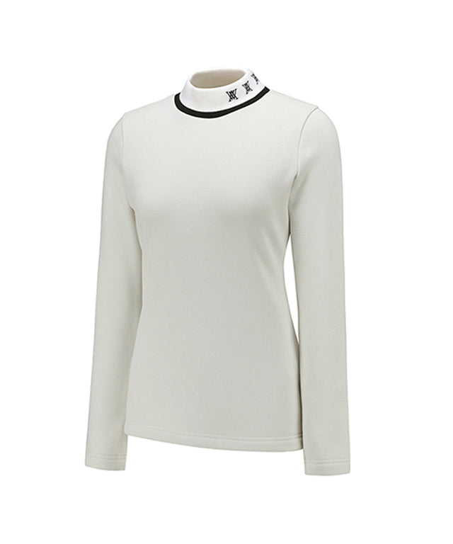 Women's Nap High Neck Long T-shirt - Ivory