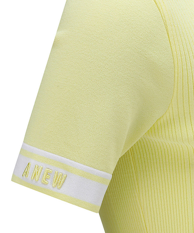 Women's Collar Corduroy Short Sweater - Yellow