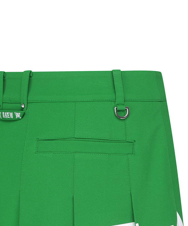 Women's Big Logo Pleats Middle Long Skirt - Green