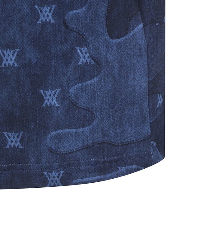 Men's Camo Cool High Neck Short T-Shirt - Navy